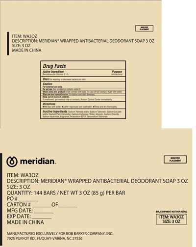 Label Image (Meridian Wrapped Antibacterial Deodorant Soap 3 Oz (144 Bars))